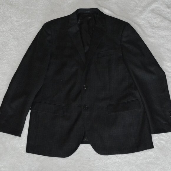 Egara Black Two Button Blazer Suit Jacket Coat Men's sz 44 Short Slim Fit - Picture 2 of 8